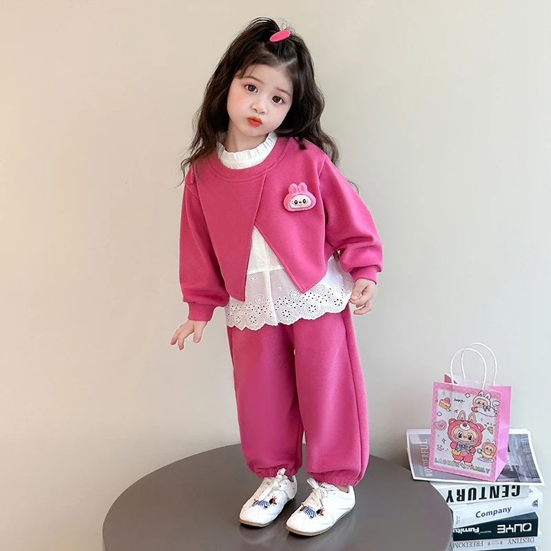 女童套装洋气时髦甜美儿童休闲卫衣两件套女孩宝宝春秋装2025新款