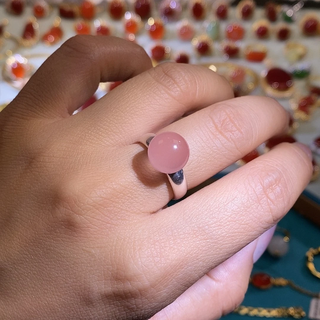 南红玛瑙银S925镶嵌戒指