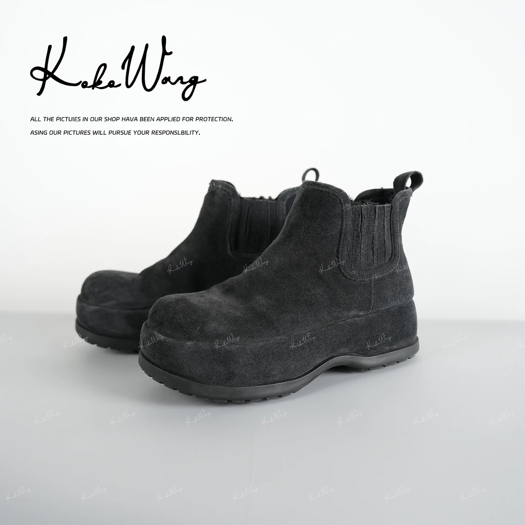 KOKO WANG秋冬复古英伦风时尚羊羔毛保暖厚底短靴 X3435J27X04