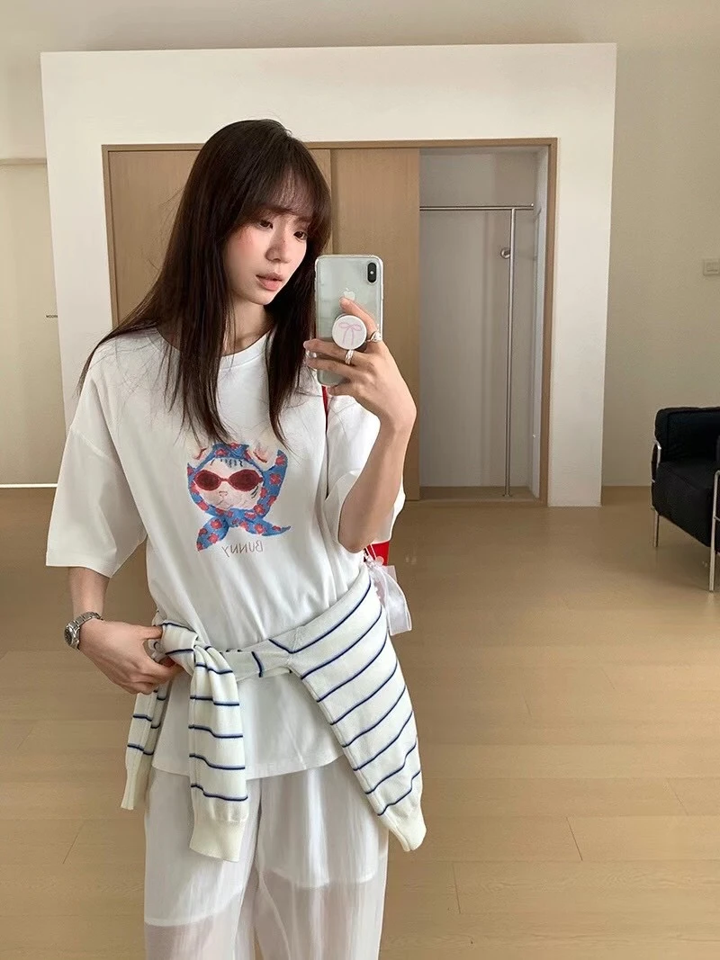 恩宥【600-700】对应编码去拍2025韩系百搭显瘦短袖夏季洋气衣服女