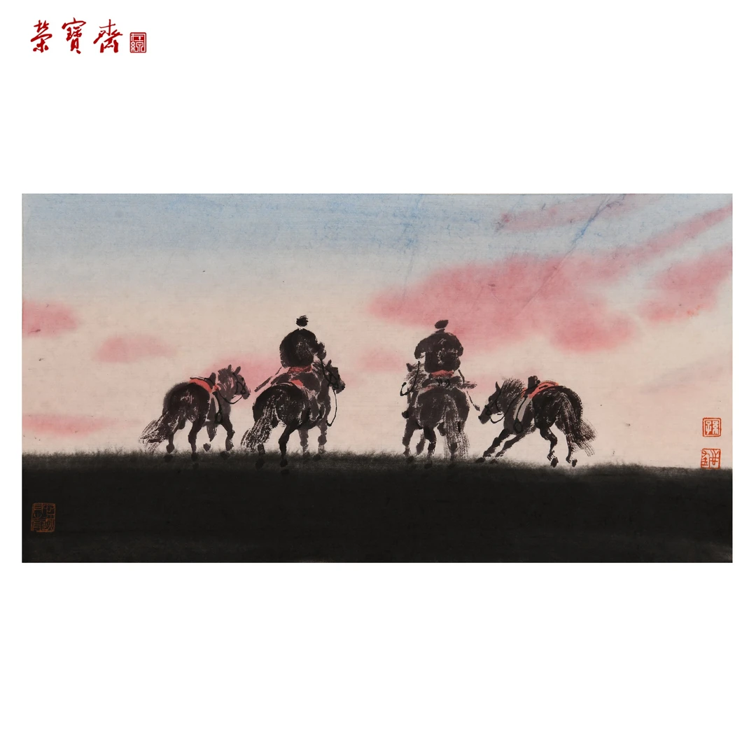 -3(g80030)《内蒙印象》 书画 纸本 17*34cm
