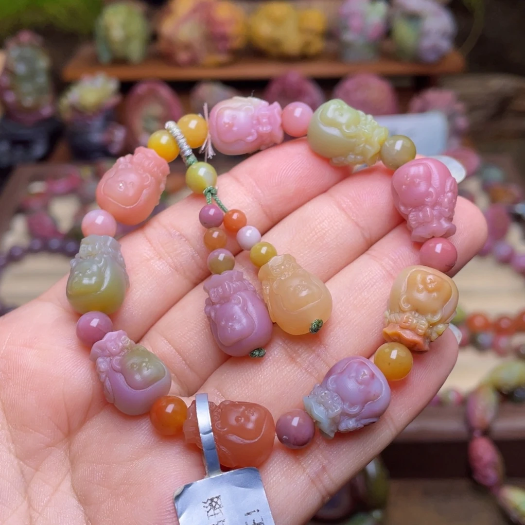 玛瑙/玉髓未镶嵌手串盐源玛瑙苏工仙色钱袋