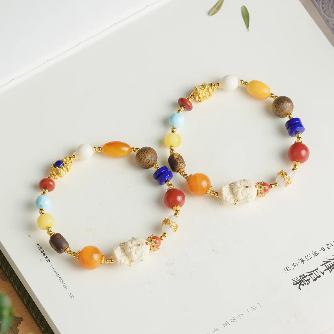 猛犸牙度母手工DIY国潮国风女款单圈手串（多样性发 发其一）