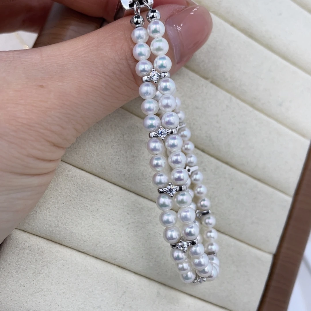 银S925镶嵌淡水珍珠手绳