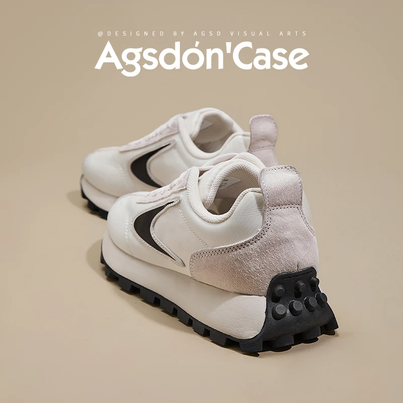 ~奥古狮登小蛮腰阿甘鞋女款2025新款秋冬厚底百搭小白德训运动鞋W