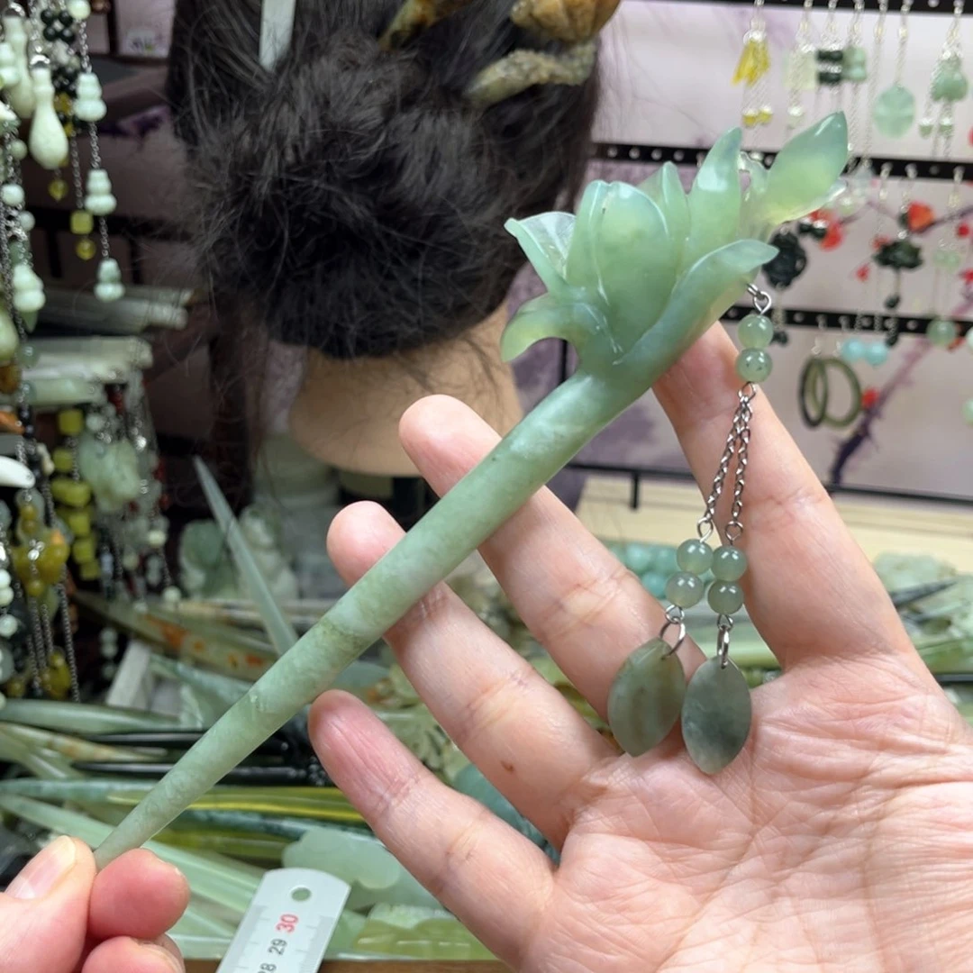 岫玉未镶嵌发饰长度20厘米左右