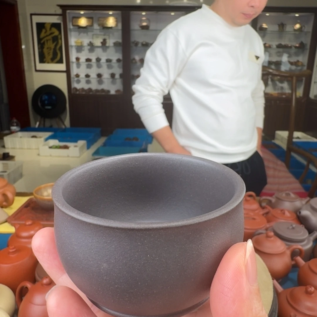 紫砂茶壶敞口杯天青