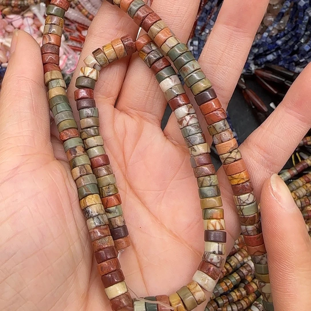 玛瑙/玉髓合金珠宝半成品毕加索石6mm剁珠一条