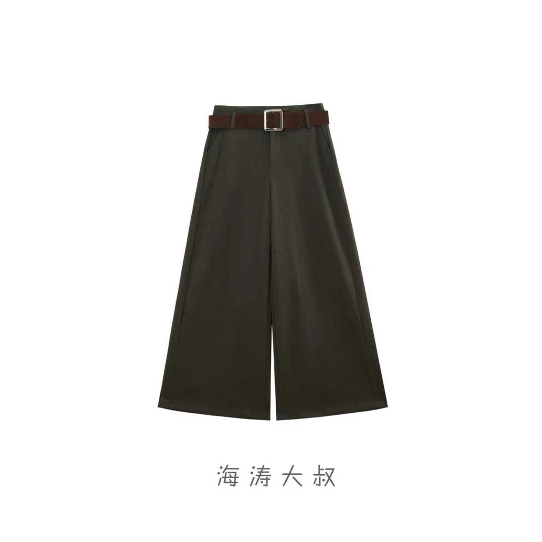 【海涛大叔】「自由的信徒」羊毛赫本简约显瘦阔腿直筒休闲裤