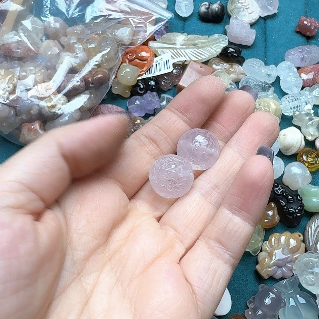 地***兰玛瑙/玉髓未镶嵌珠宝半成品2个紫水晶隔珠