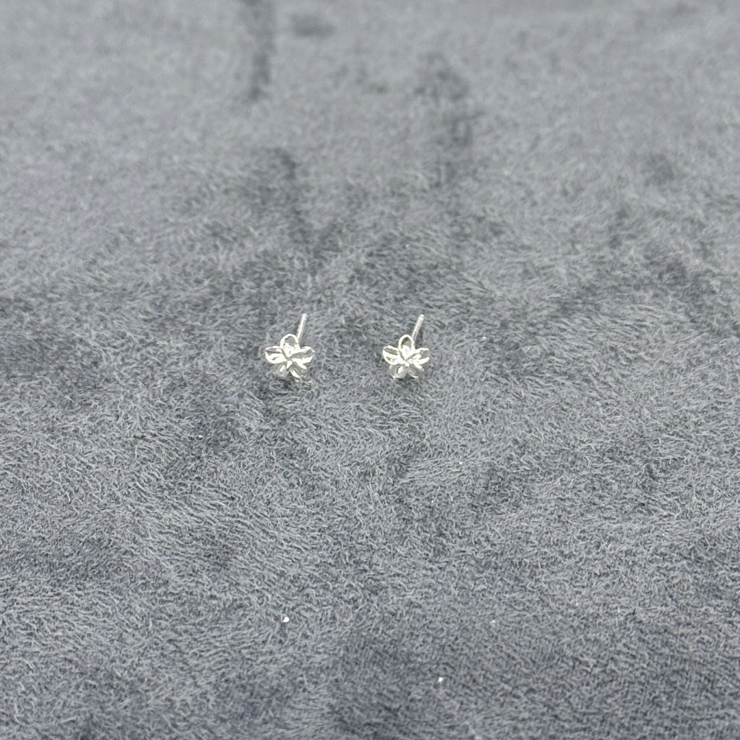 足银耳饰 足银五瓣花耳钉一对-3160