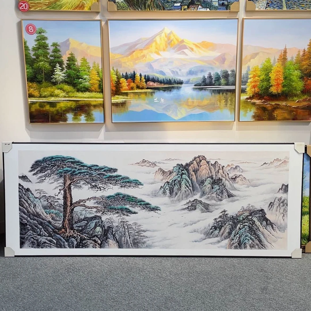 【闪购商品】油画黄山风景手绘油画含框80×210