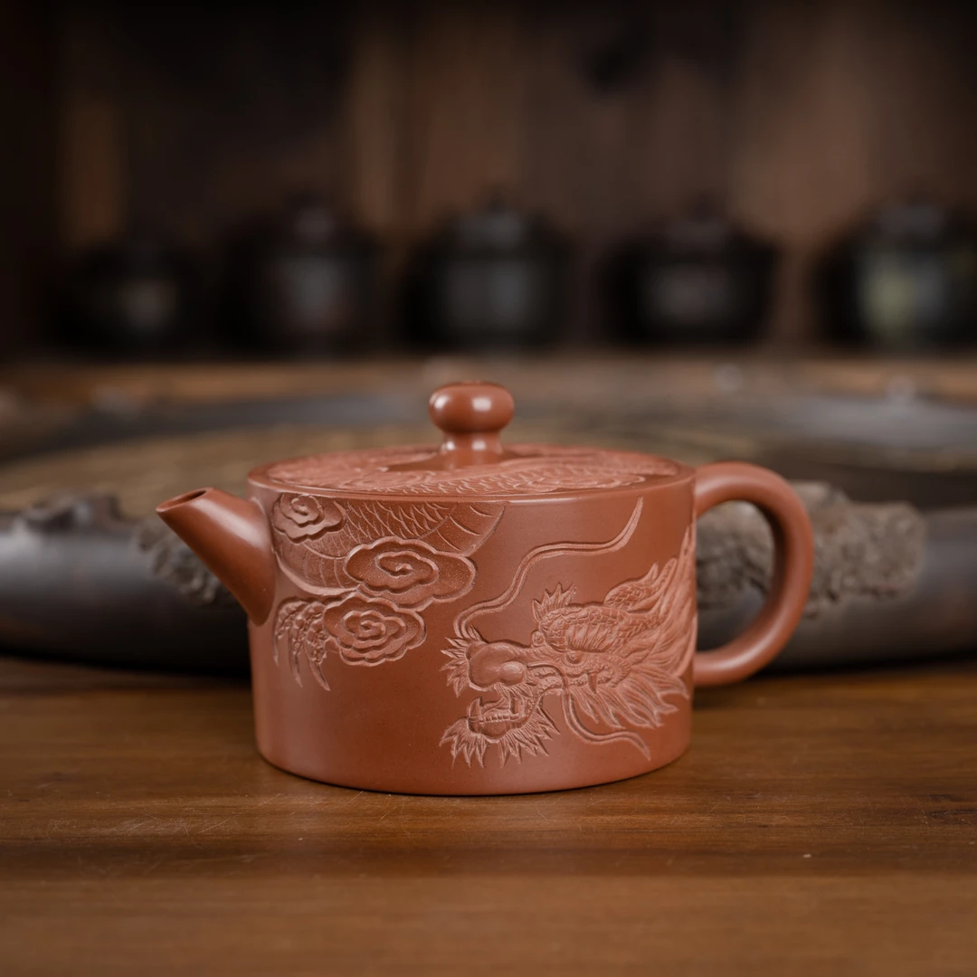 『漫山龙壶』坭兴陶茶壶原色大宽口精工祥云手工高档茶具200cc8783