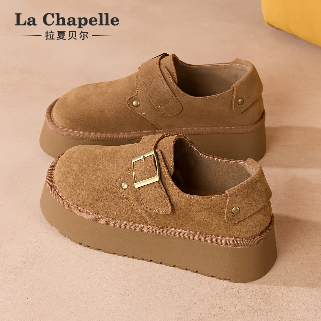 拉夏贝尔厚底勃肯鞋2025新款松糕一脚蹬懒人增高休闲时尚百搭单鞋