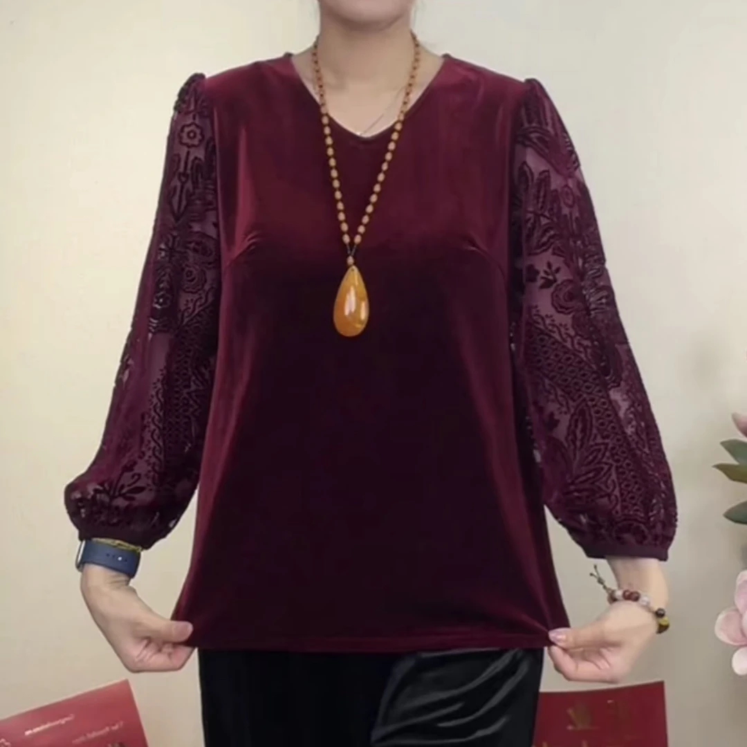 时尚v领镂空袖富婆衫