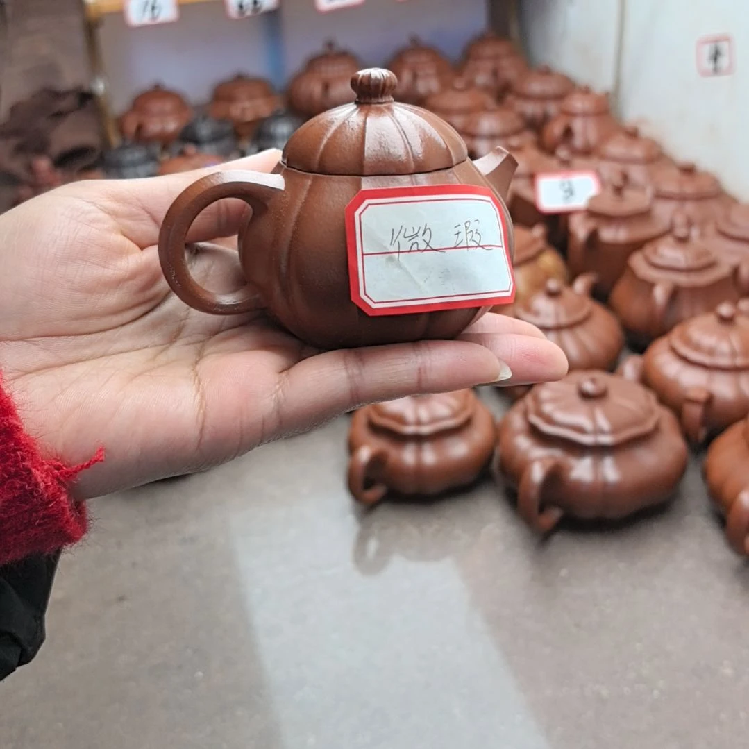 紫砂茶壶朱泥筋纹文旦100