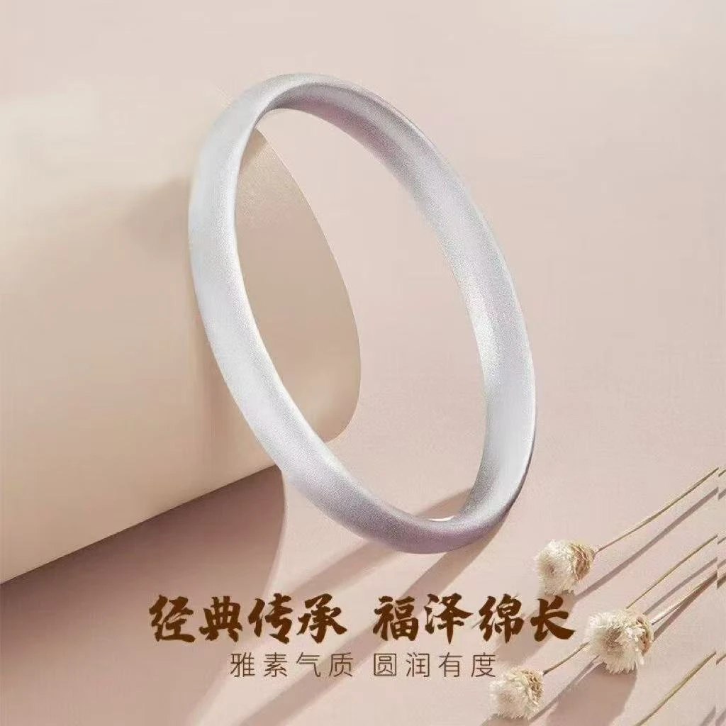 足银手镯 泥鳅背手镯气质时尚百搭素圈经典磨砂传承精美手工女款