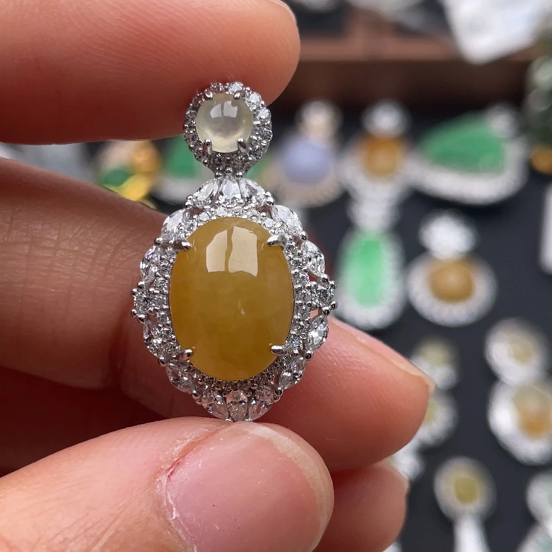 翡翠银S925镶嵌吊坠(不含链)