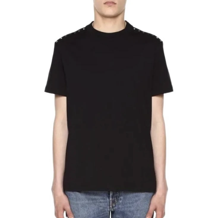 99新 Valentino/华伦天奴 5226/Valentino黑色纯色棉质圆领短袖T