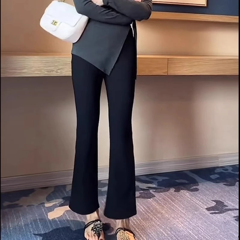 夏日的小甜甜~冰丝凉凉垂感夏季九分西装微喇裤女小个子休闲裤薄