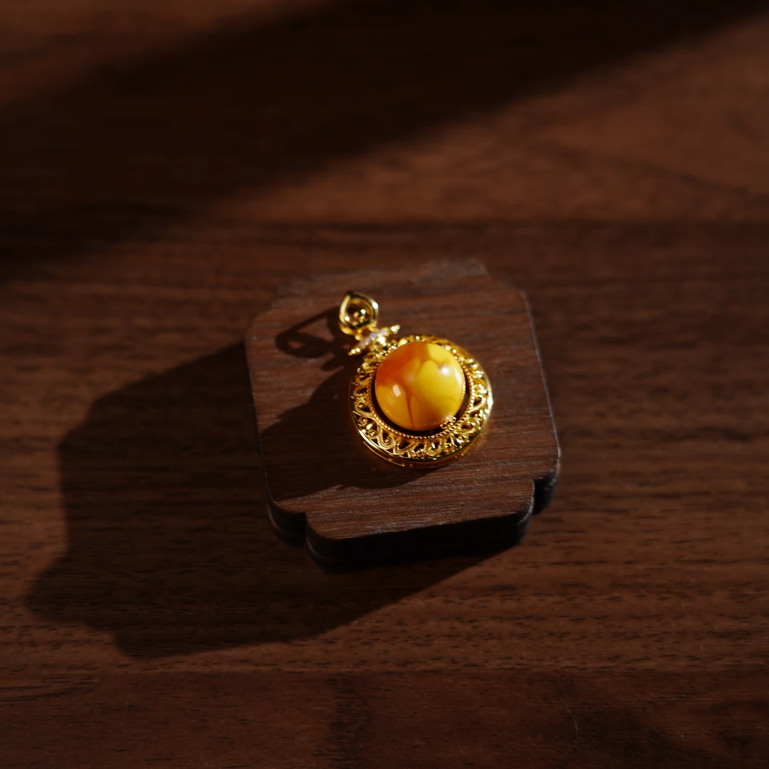 【睿泽鉴宝】S925蜜蜡圆珠吊坠 12mm+ AE0523