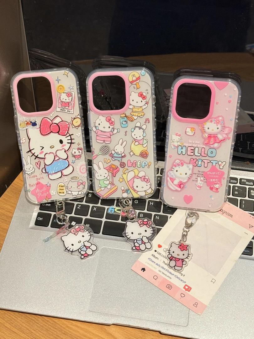 圆边·涂鸦KT米菲双面IMD壳适用苹果16/15/14/13全包防摔手机壳