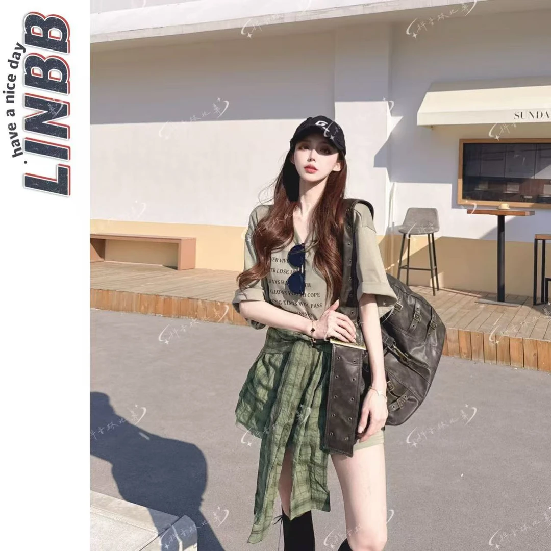 林北鼻-【仁川机场】韩单东大门休闲T恤腰封两件套套装