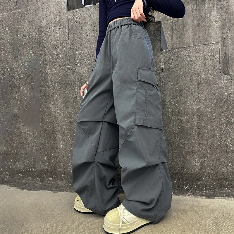 女童工装裤春秋款2025新款美式炸街中大童秋季裤子潮酷穿搭休闲裤