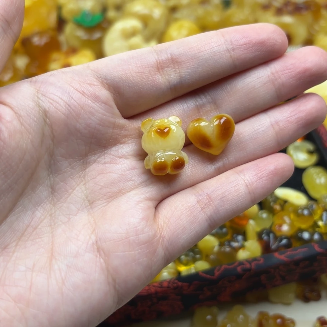 裸石蜜蜡未镶嵌欠*蜜蜡配饰打孔不退不换