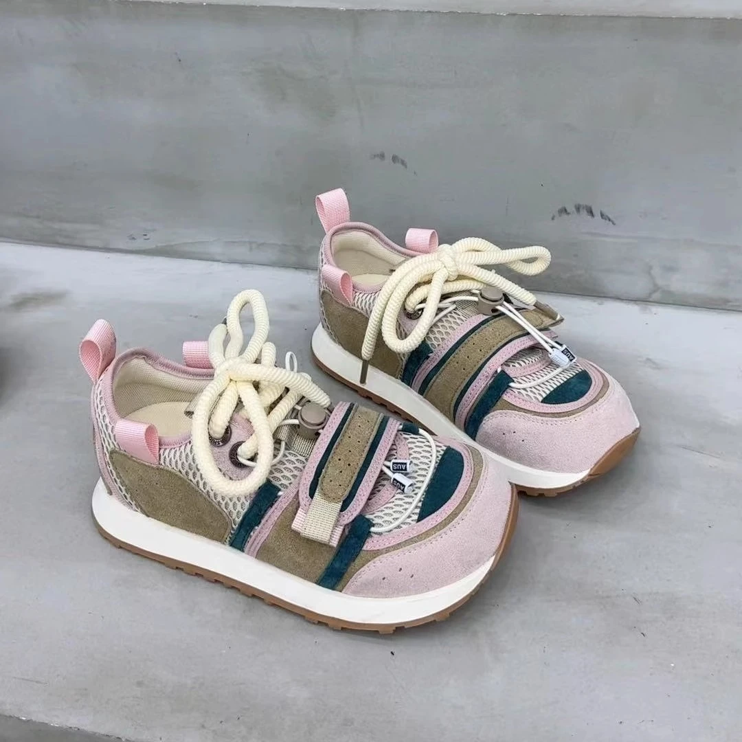 2025夏季新款拼色老爹鞋时尚拼接潮流松糕底时尚百搭增高阿甘鞋女