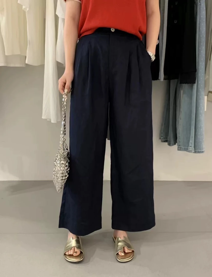 2025年新款韩版时尚简约纯色宽松阔腿裤女高腰显瘦气质休闲裤
