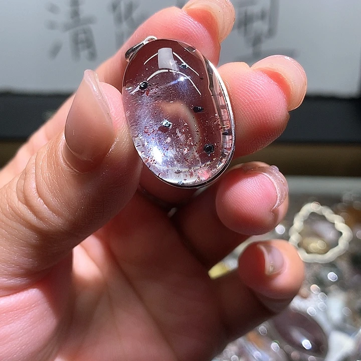 水晶吊坠银S925镶嵌水晶薇****y