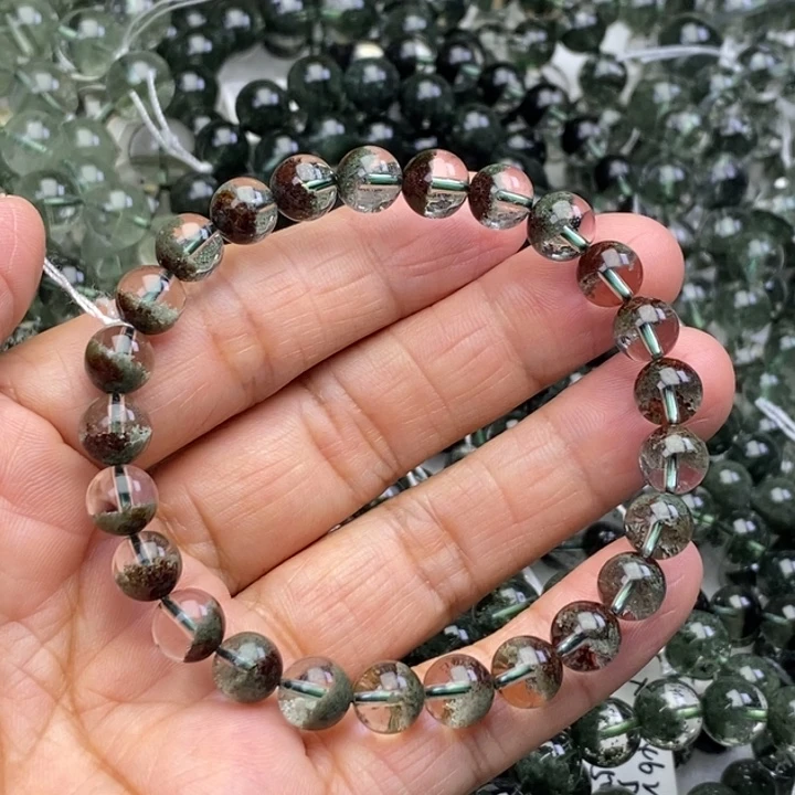 未镶嵌水晶手链771557天然绿幽灵聚宝盆7+