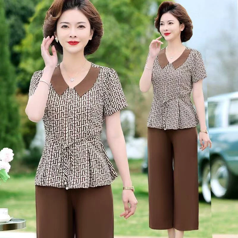 【阿芝专属】9220-夏装女套装洋气质新款夏季短袖t恤上衣【A24-1-3】