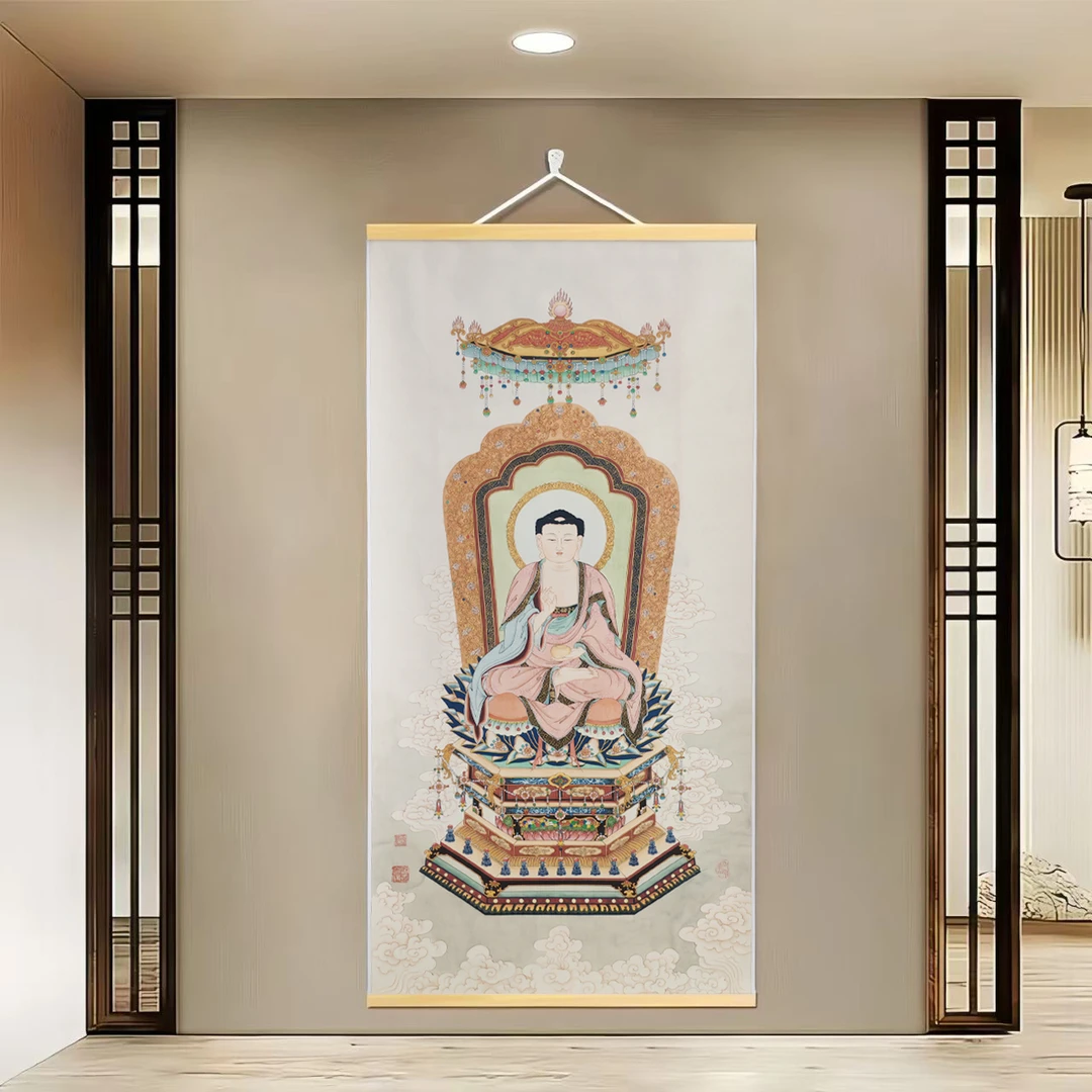 【286三宝药师佛】60x120cm现代简约挂轴装饰画办公室家居装饰