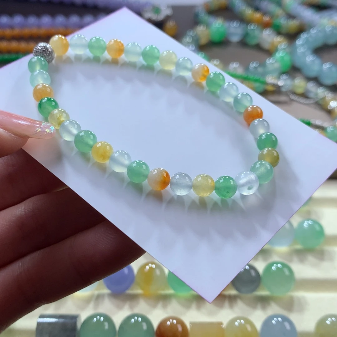 翡翠手链未镶嵌冰多宝卡5.5