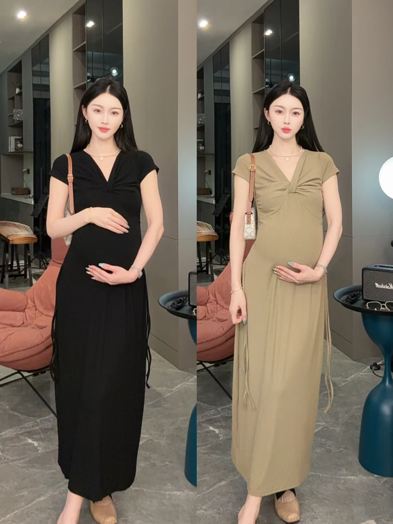 【安盈】孕妇装夏季新款连衣裙2025新款短袖裙高级感时尚气质裙