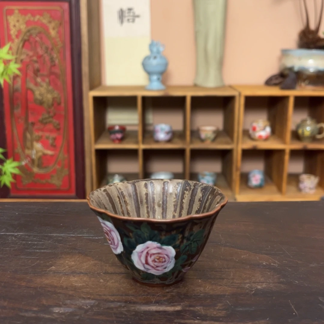杯柴烧纯手工手绘陶瓷