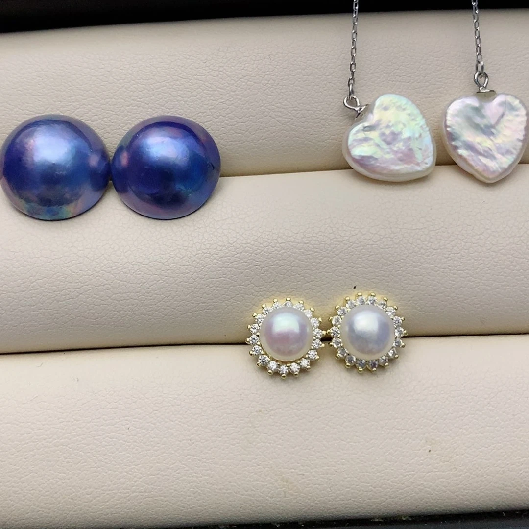 【闪购商品】耳饰银S925镶嵌拼合珍珠（马贝珠）