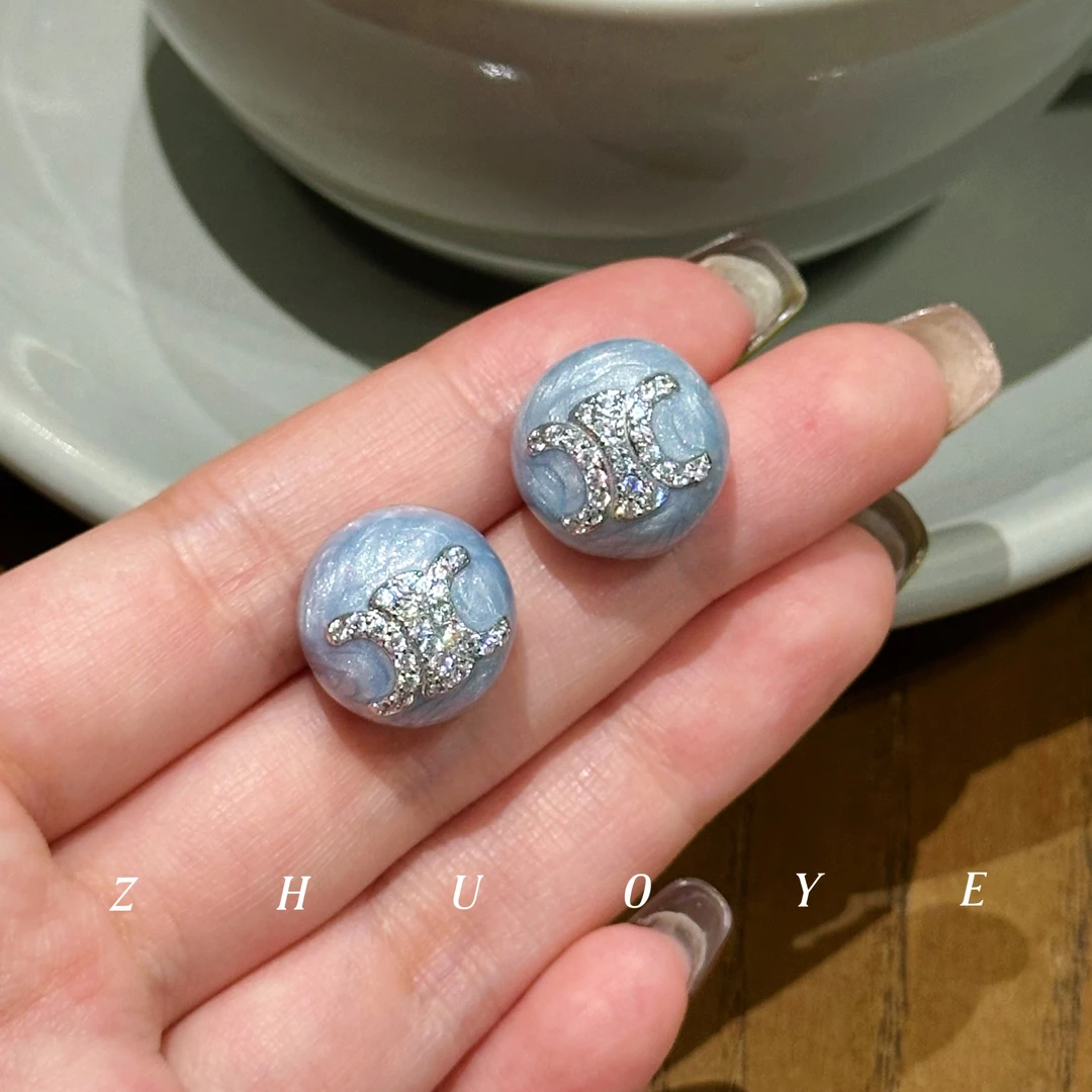 铜合金耳饰 灼晔·蓝调微醺 经典大牌款滴油显脸小百搭耳钉