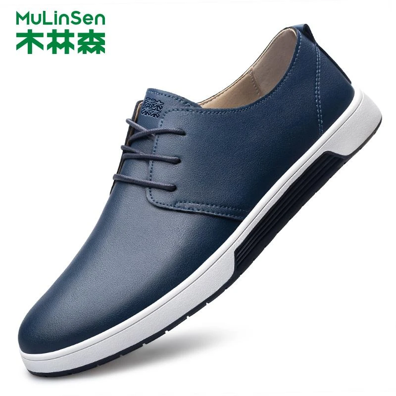 木林森秋季百搭休闲板鞋46特大码48男鞋47轻便轻便蓝色休闲皮鞋W