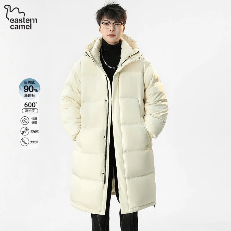 东方骆驼中长款羽绒服男士秋冬加厚外套新款保暖棉服男生大衣棉袄