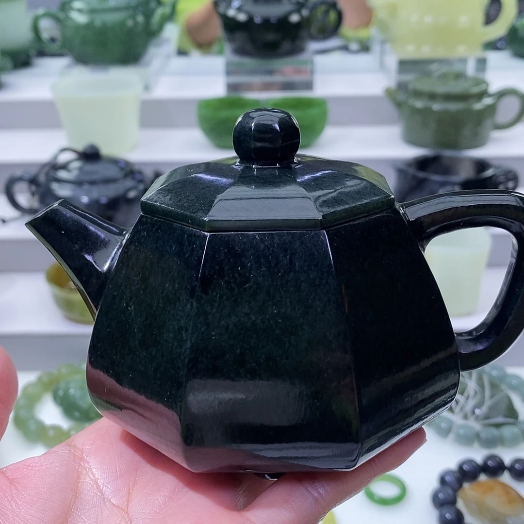 和田玉未镶嵌挂件茶壶280毫升