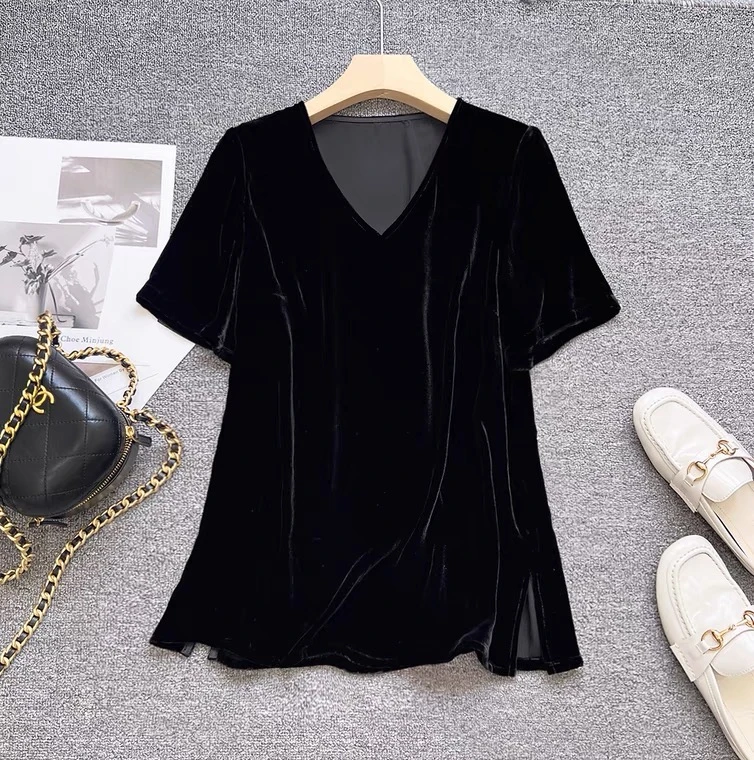 高端桑蚕丝真丝丝绒时尚百搭显瘦7068