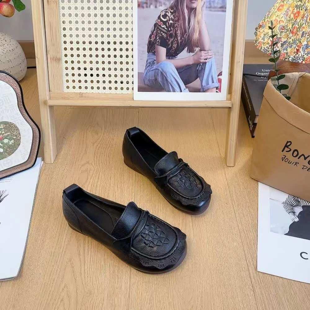 883复古圆头休闲百搭软底妈妈单鞋仓