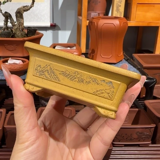 紫砂花盆半手工制作