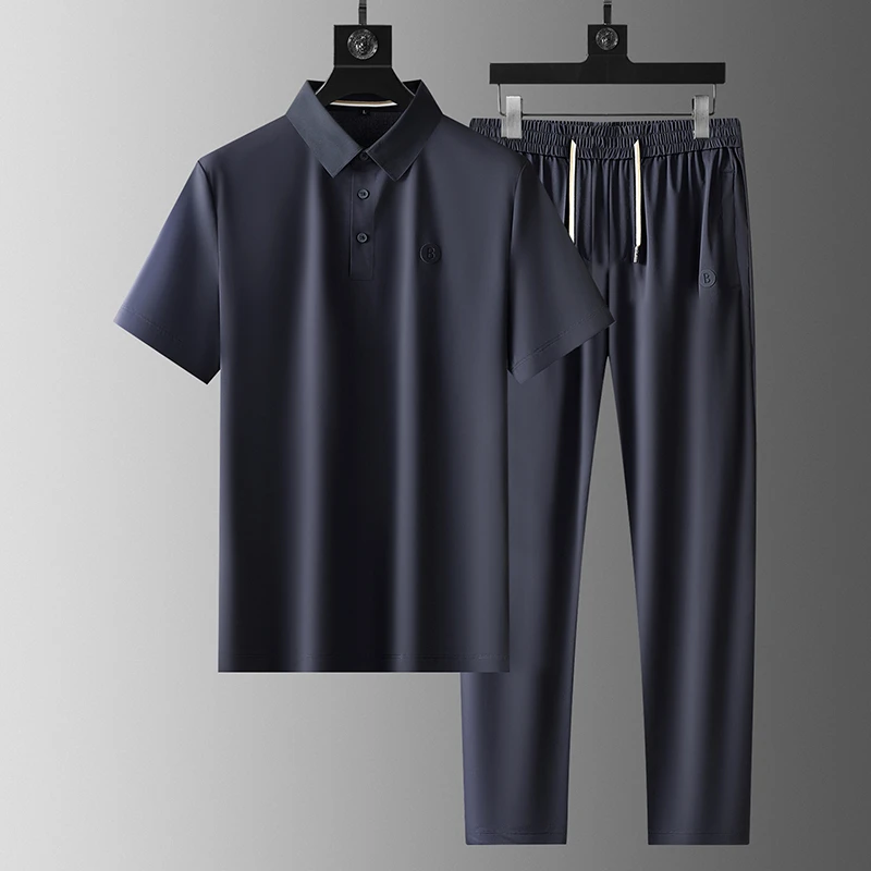 JOZDICE/纪治迪哲运动套装无痕压胶冰丝商务丝滑百搭男士夏装套装