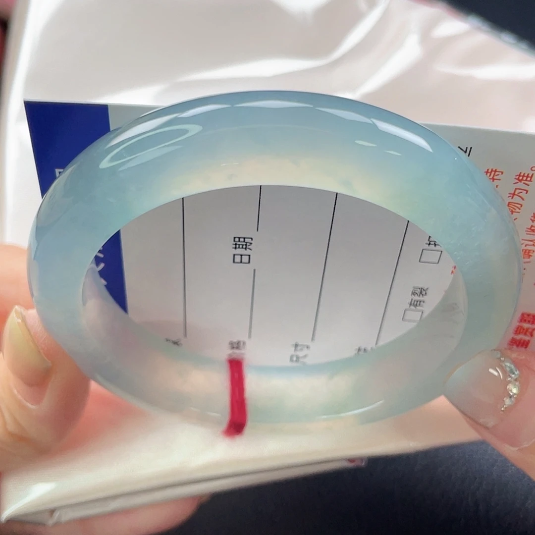 未镶嵌手镯翡翠35号高冰种蓝晴色-强推12461