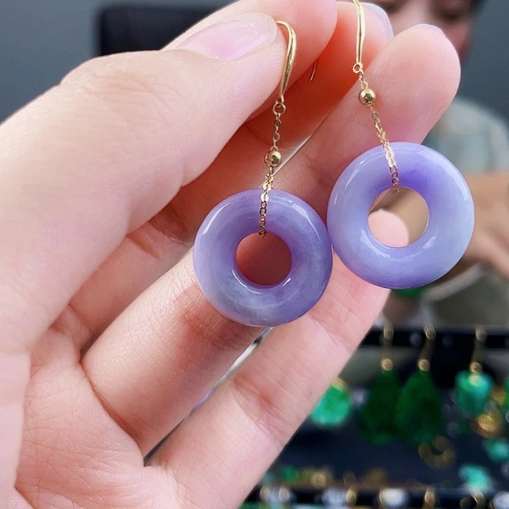 翡翠耳饰18K金镶嵌饰品