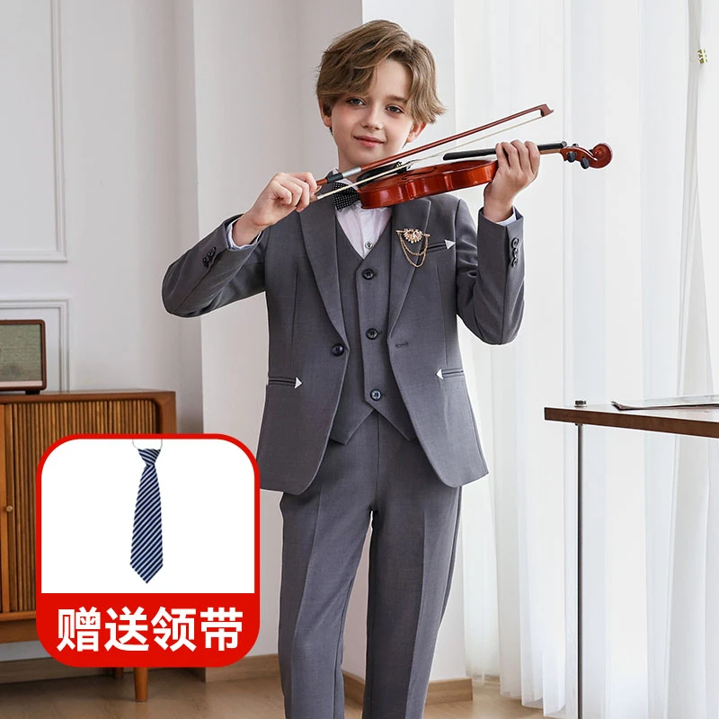 儿童西装男童英伦绅士西服男孩周岁生日花童婚礼服钢琴主持演出服